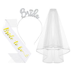 3Pcs Bride to Be Headband with Sash and Veil for Bachelorette Party | Bride Decorations, Bridal Shower Favors, Wedding Accessories for Gift