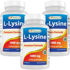 Best Naturals L-Lysine 1000mg 180 Tablets (180 Count (Pack of 1)) (2 Bottles)
