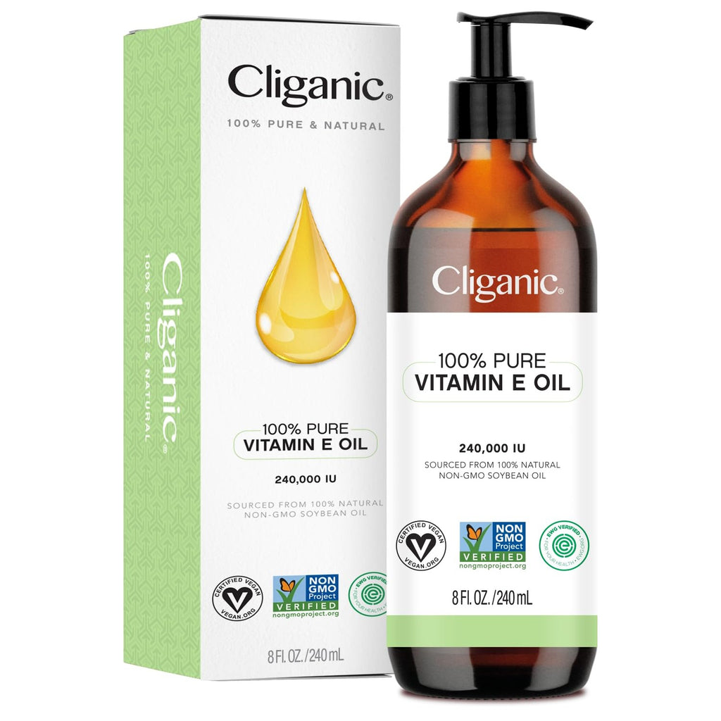 Cliganic Pure Vitamin E Oil for Skin, Scars, Hair & Face - 30,000 IU, Non-GMO Verified | Natural D-Alpha Tocopherol
