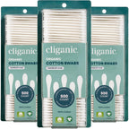 Cliganic Organic Cotton Swabs, 1500 Count - 100% Pure Natural Cotton, Chlorine-Free Hypoallergenic, Soft, Gentle & Absorbent Buds