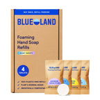 BLUELAND Foaming Hand Soap Refill Tablets, 4-Pack, Variety Scents | 100% Plastic-Free Tablet, Plant & Mineral-Based, Hypoallergenic, EPA Safer Choice, Safe for Sensitive Skin