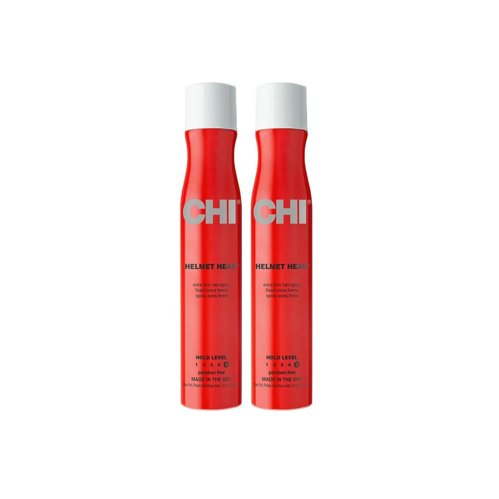 CHI Helmet Head Extra Firm Hairspray, Professional Extra Strong Hold Styling Spray for Humidity Resistance & Voluminous Hair, Sulfate & Paraben-Free Finish, 10 Oz