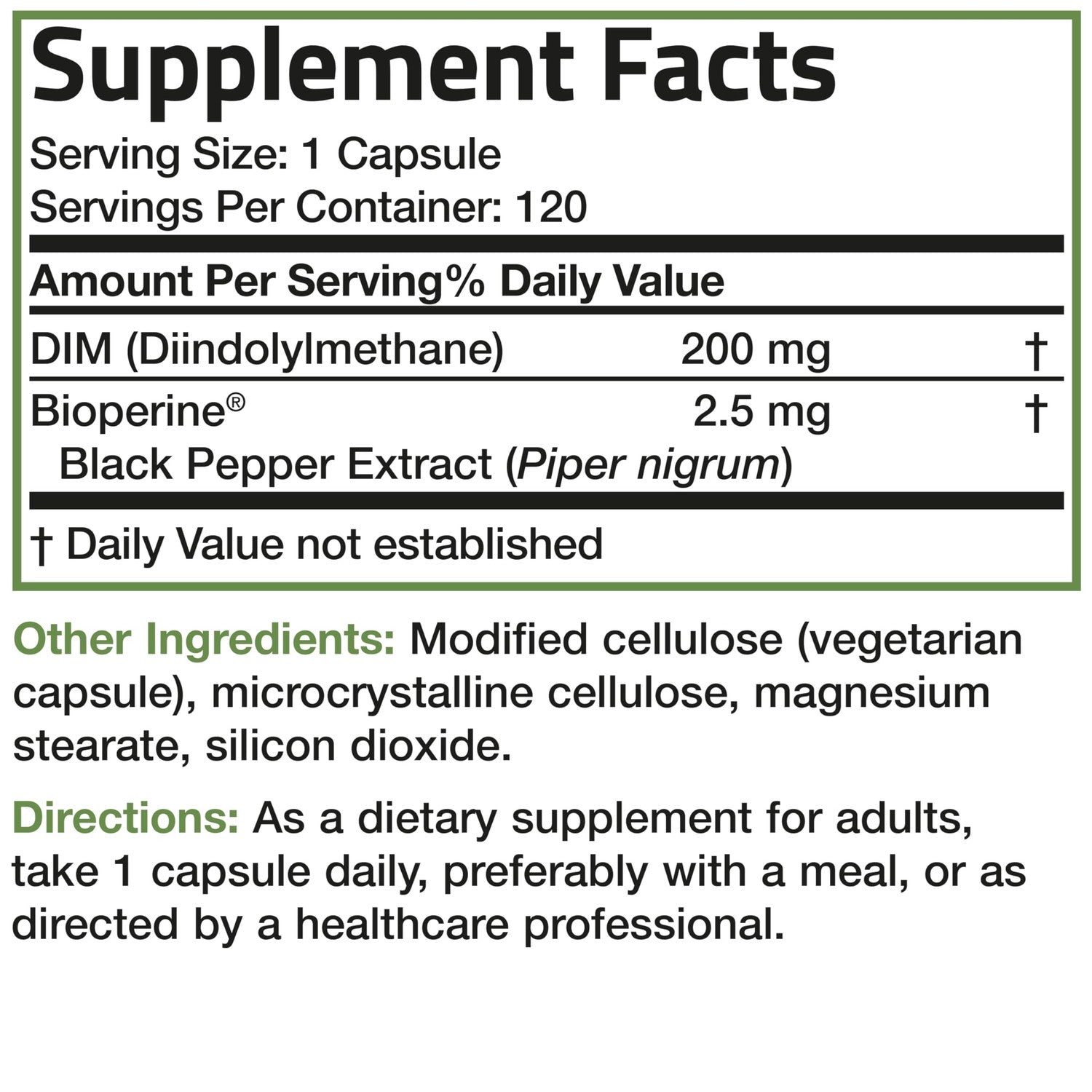 Bronson DIM 200 mg Diindolylmethane with BioPerine, 120 Vegetarian Capsules | Enhanced Absorption, Healthy Estrogen Metabolism & Balanced Hormones for Men & Women, Non-GMO, Gluten-Free & Soy-Free
