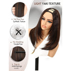 Premium imported Yaki Straight Layered U Part wig—light texture, tangle-free, no shedding, and versatile for styling.