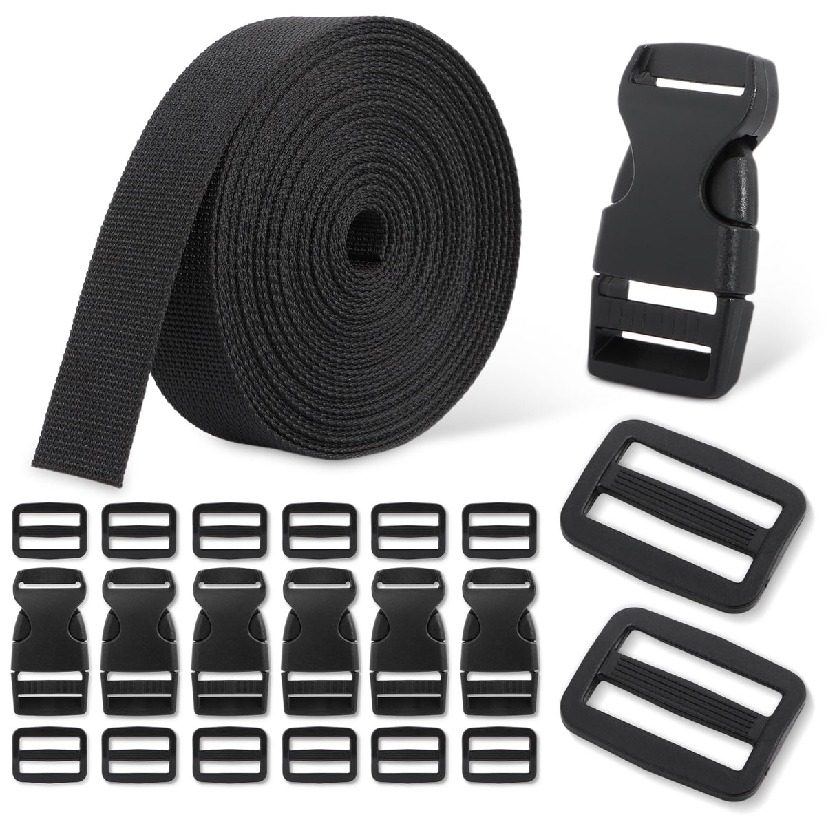 Premium imported Buckle and Strap Kit featuring durable black webbing and multiple buckles, available at Curat Cart.