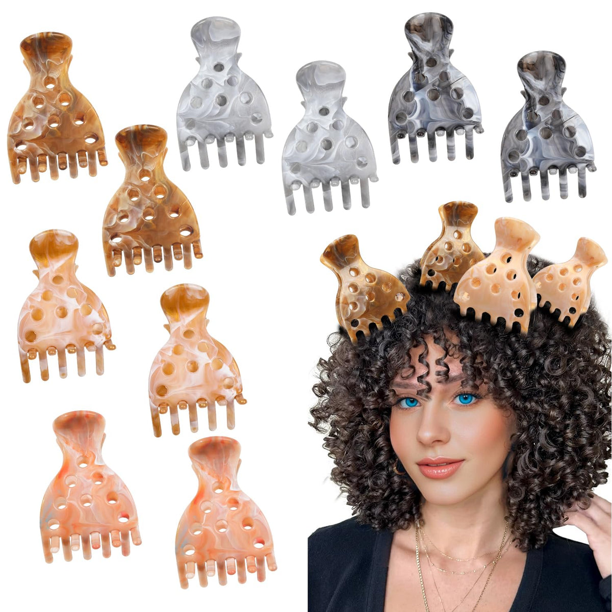 Elevate your curly hair routine with Hair Volume Clips from Curat Cart, designed for effortless styling and volume enhancement.