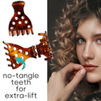 Set of 10 hair volume root clips designed with no-tangle teeth for extra lift, perfect for curly hairstyles.