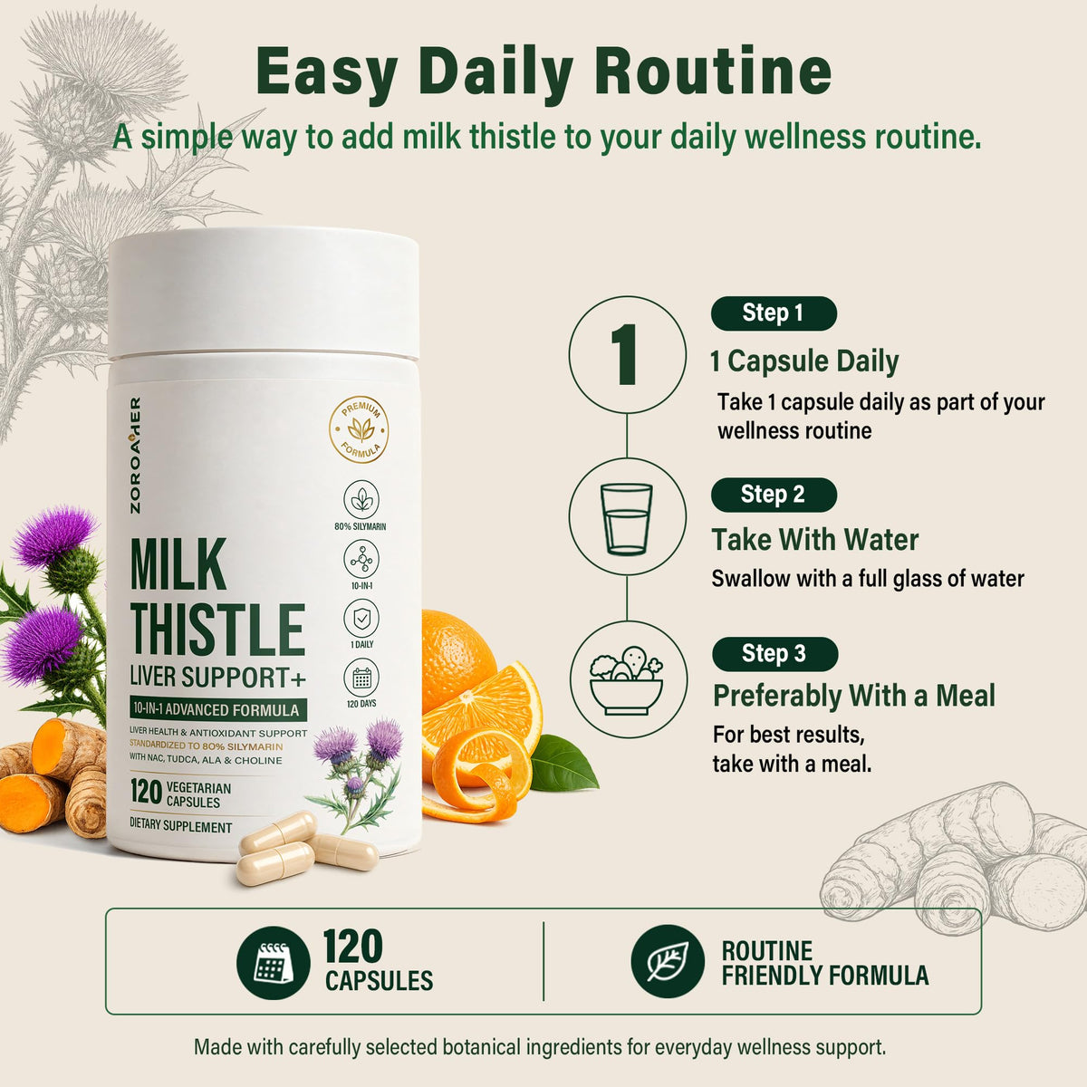 Milk Thistle Liver Support Supplement offers premium imported liver support with 120 capsules. Enhance wellness with Curat Cart's trusted formula.
