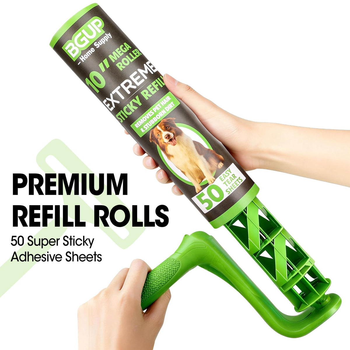 Premium extra sticky lint roller refills with 50 sheets, specially curated by Curat Cart for effortless cleaning. Perfect for pet owners.
