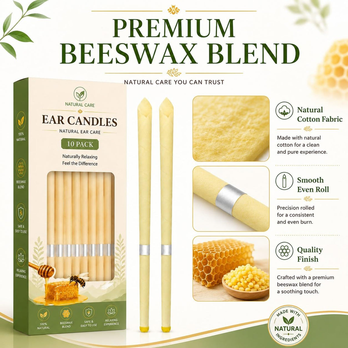 Discover the Ear Wax Removal Kit Candles at Curat Cart. 100% Authentic, crafted with natural beeswax for effective ear care. Available in India.
