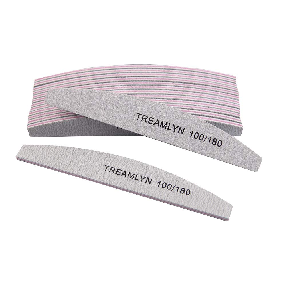 Premium imported set of 10 rough nail files with 100/180 grit from Treamlyn, perfect for professional nail care.