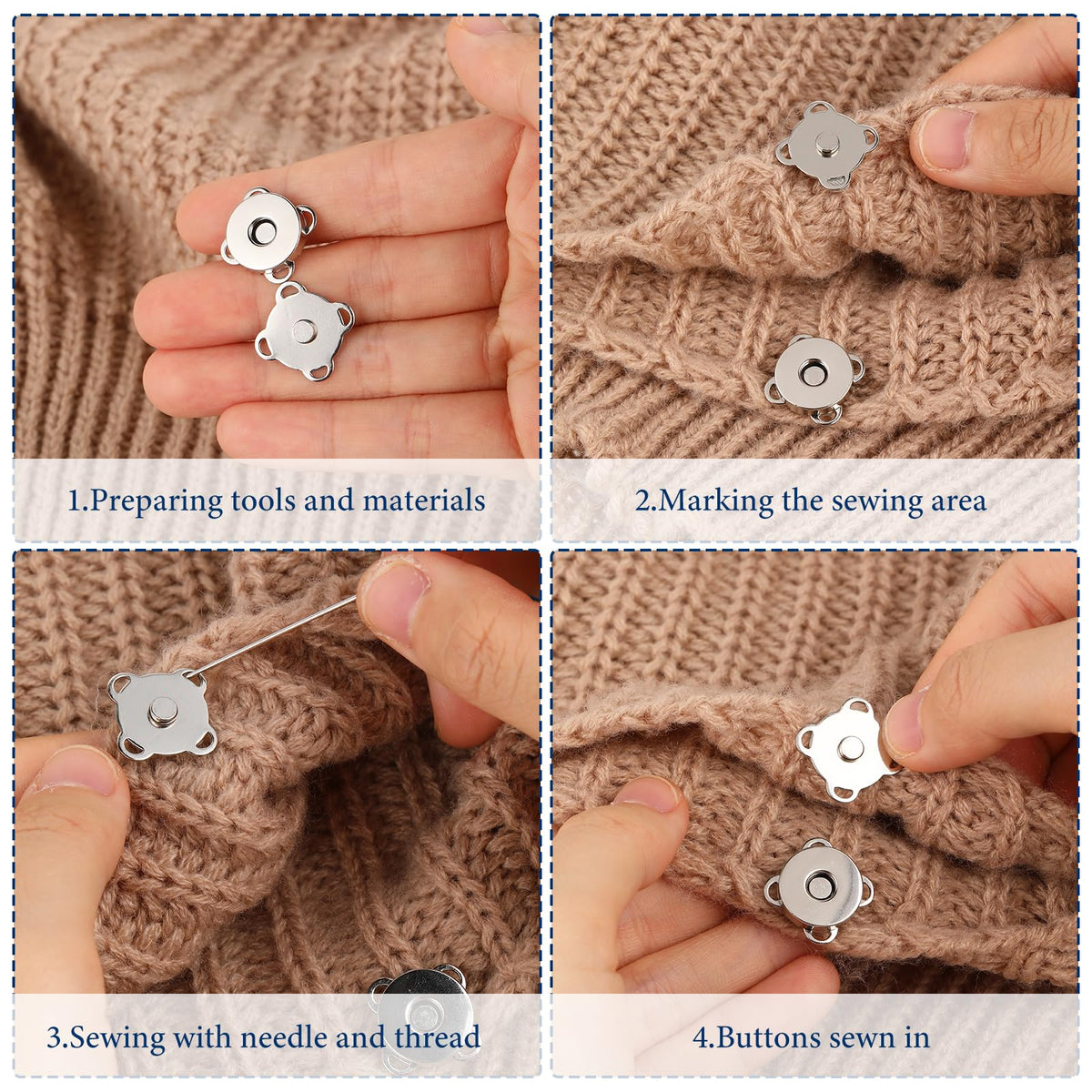 Plum Magnetic Snaps Buttons for Sewing in high-quality finish, shown during installation. Available at Curat Cart.