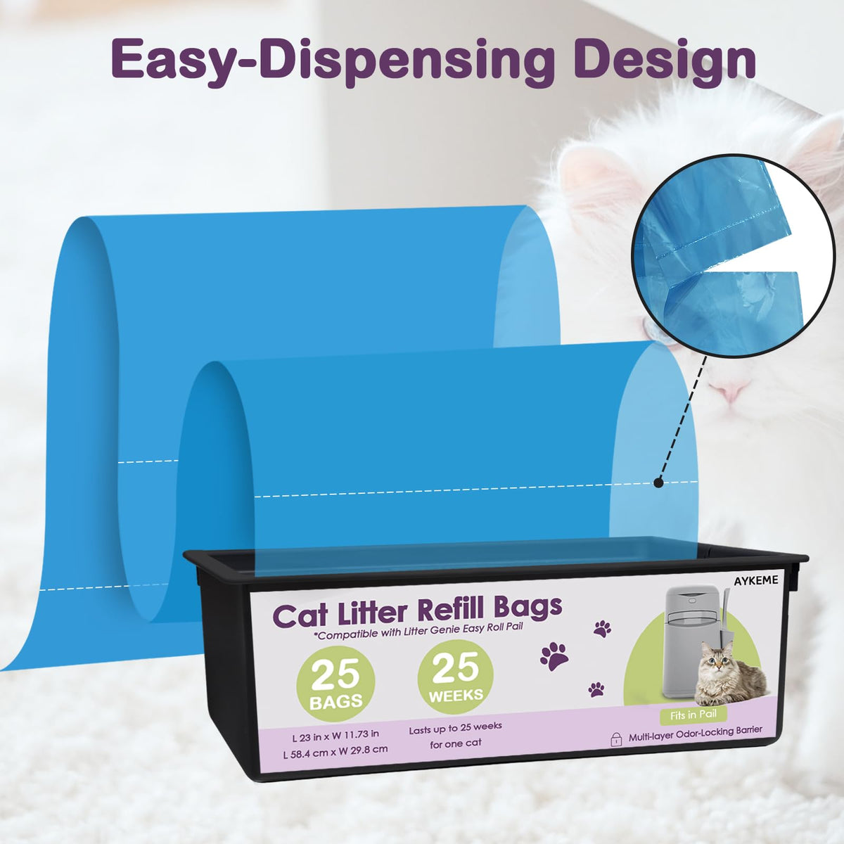 Discover Curat Cart's Cat Litter Refill Roll Bags, designed for easy dispensing, ensuring convenience for cat owners. Exclusively available.