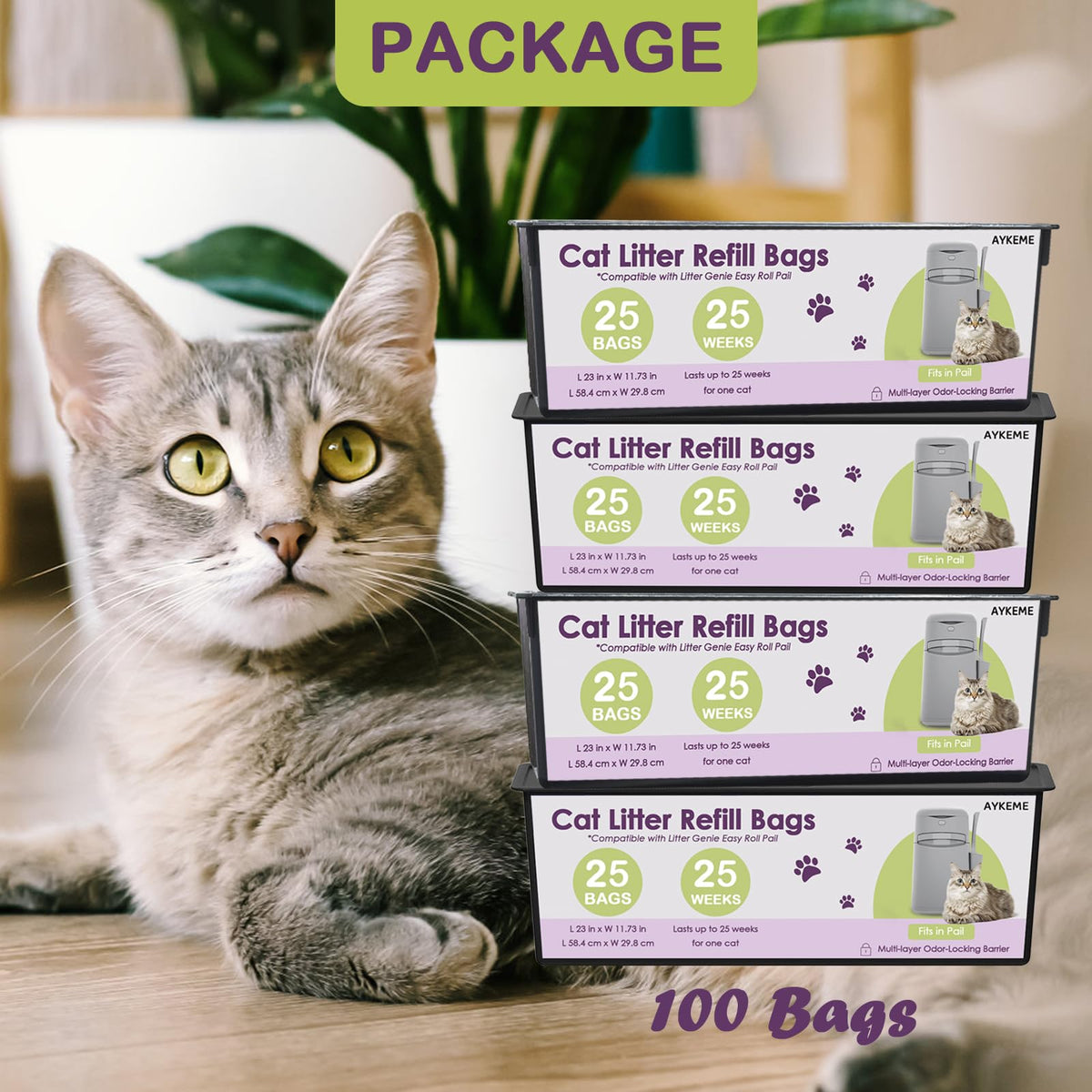 Upgrade your cat care routine with Cat Litter Refill Roll Bags from Curat Cart, featuring 100 bags for hassle-free cleaning.