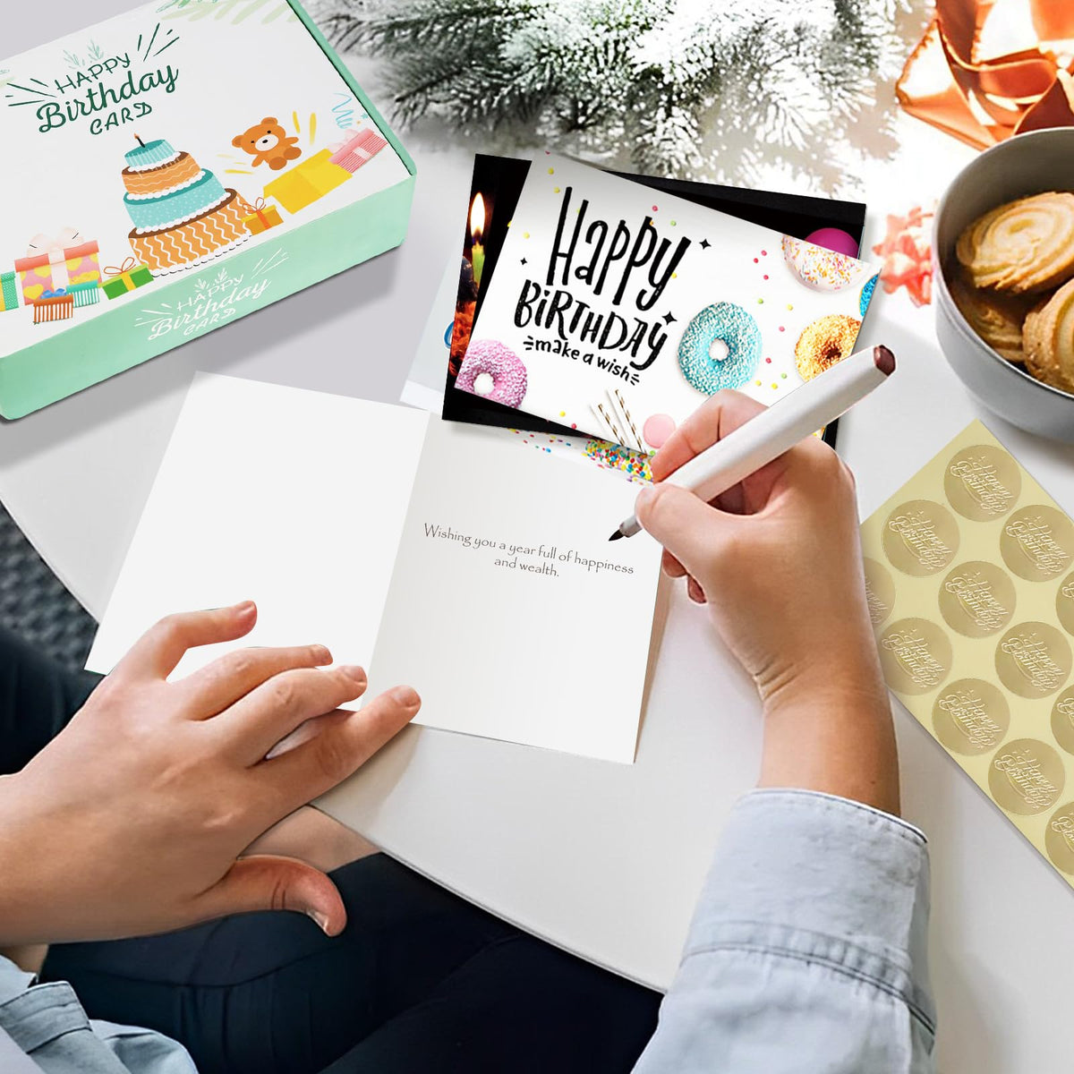 Happy Birthday Cards assortment in premium packaging, perfect for making wishes at Curat Cart. High-quality finish enhances appeal.