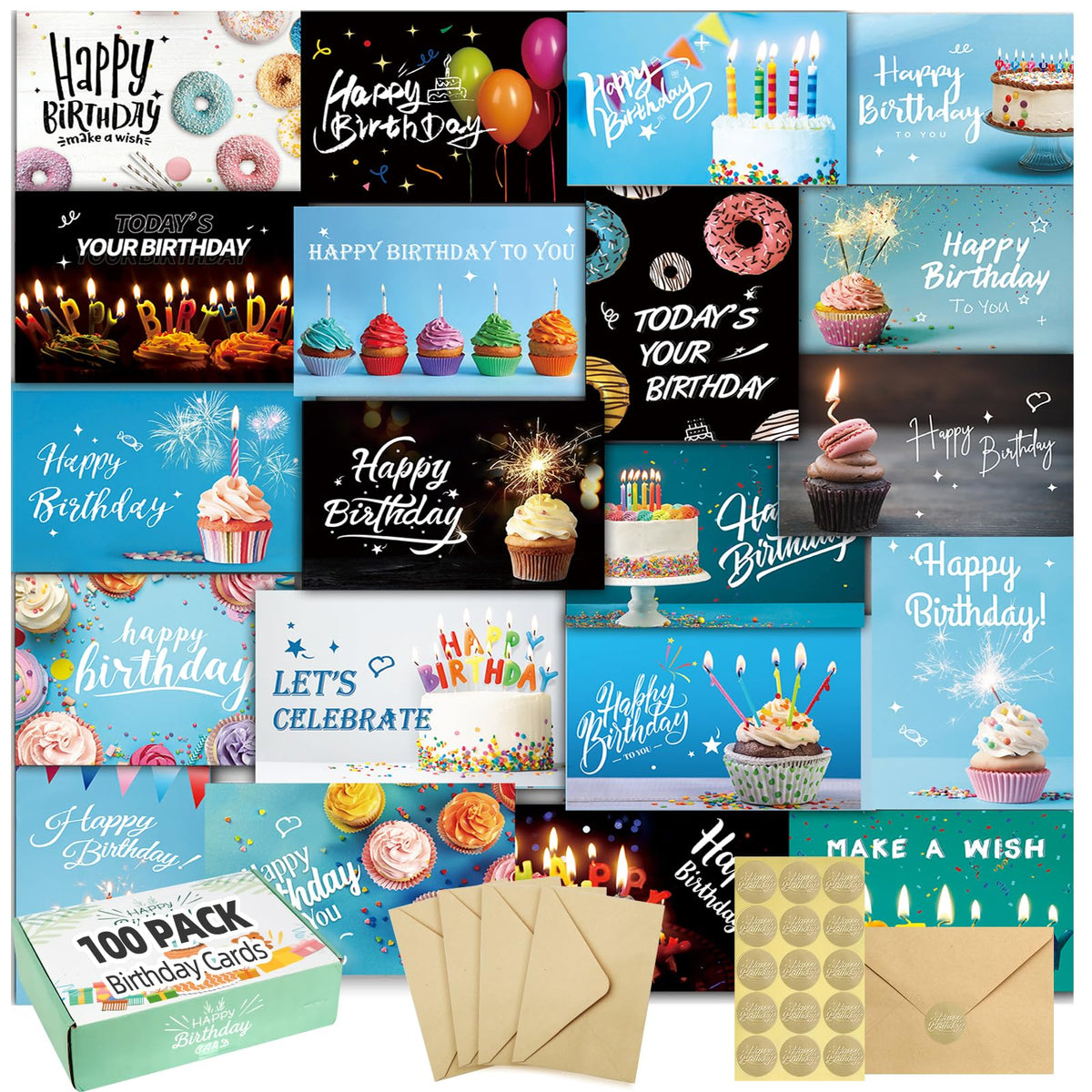 Explore premium imported Happy Birthday Cards Assortment at Curat Cart, featuring vibrant designs and envelopes. Perfect for celebrations.