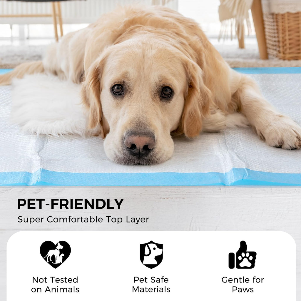 Premium extra large dog pee pads featuring a pet-friendly, super comfortable top layer, available at Curat Cart.