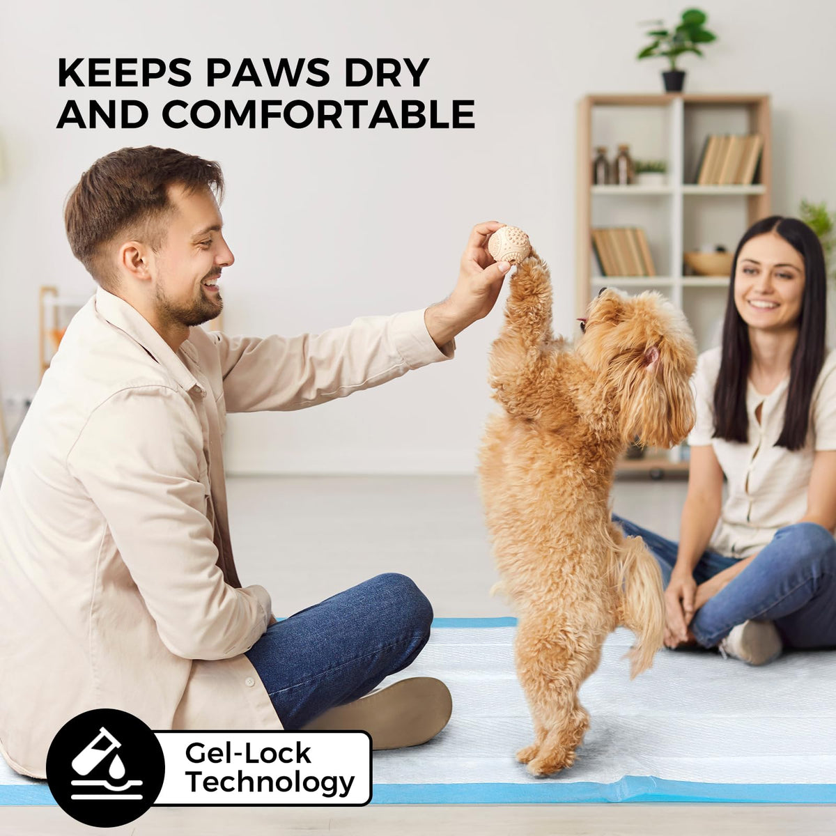 Extra Large Dog Pee Pads with Gel-Lock Technology keeps paws dry and comfortable. 100% Authentic, available at Curat Cart in India.
