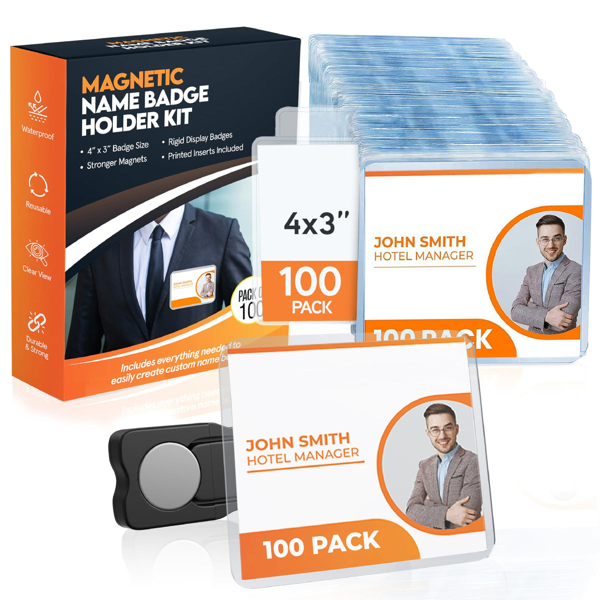 Discover premium imported Magnetic Name Badge Holders from Curat Cart, perfect for professional use with a 100 pack kit.