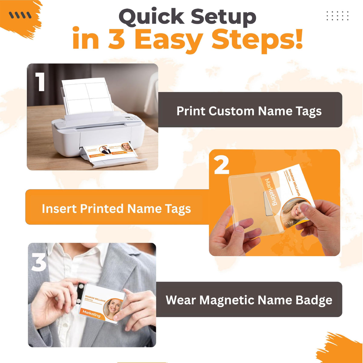 Easily create custom magnetic name badges with Curat Cart. Perfect for daily use and professional settings. Upgrade your presentations.