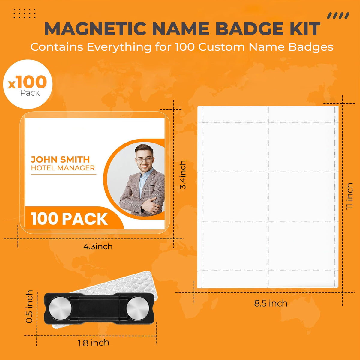 Magnetic Name Badge Holders in official packaging, perfect for custom badges. Get premium quality at Curat Cart.