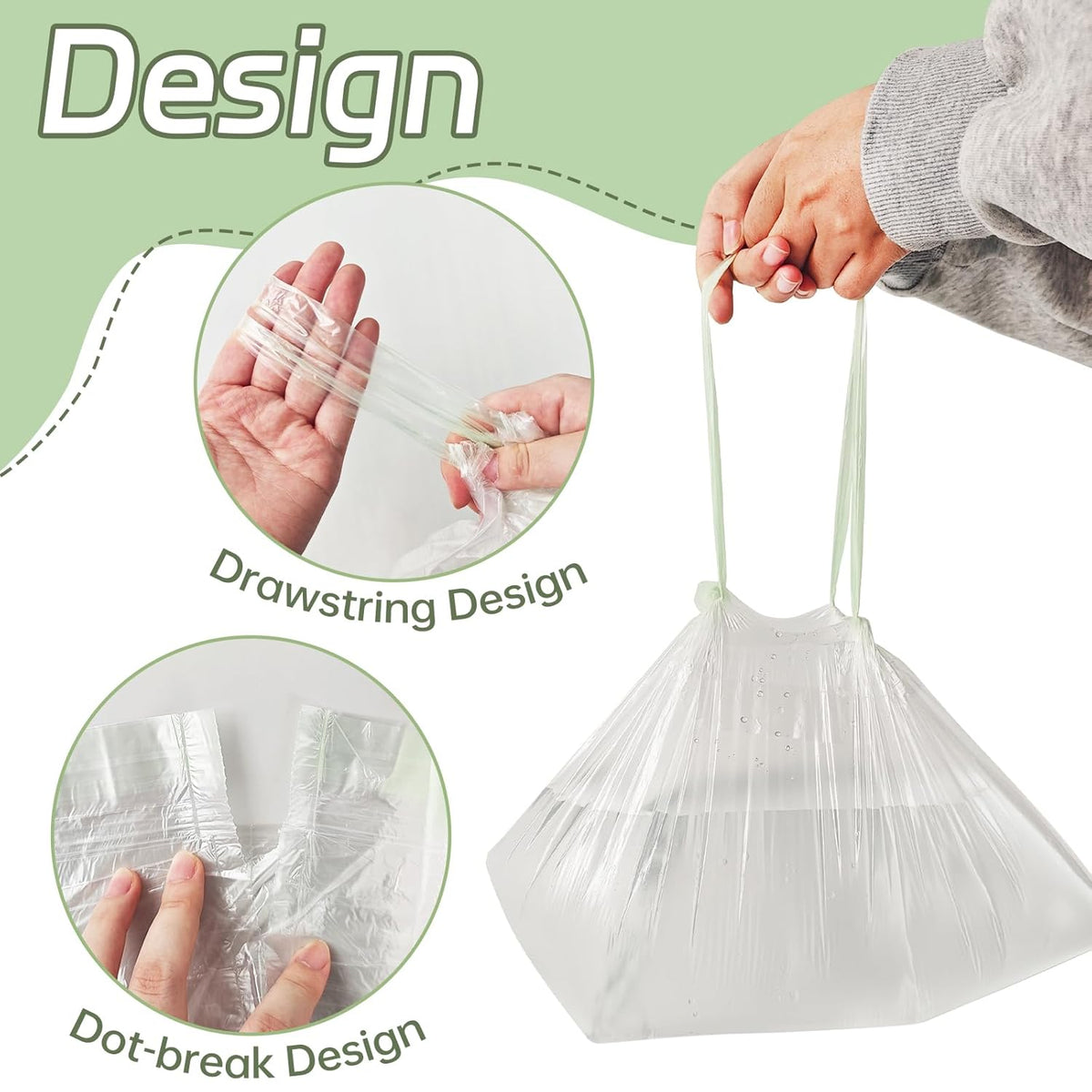 Durable potty chair liners featuring a secure drawstring for easy handling. Verified by CuratCart for quality assurance.