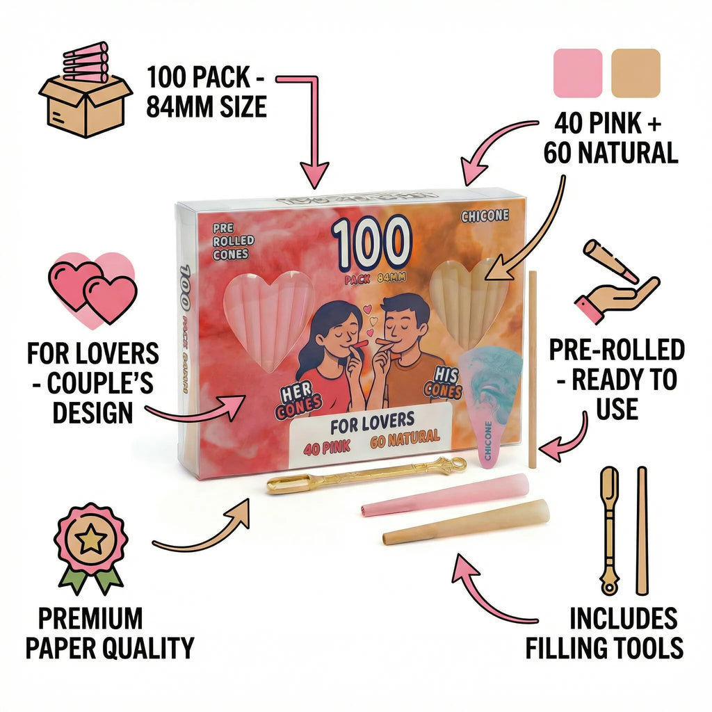 Discover Curat Cart's premium imported Rolling Cones, featuring 40 pink and 60 natural cones, perfect for lovers. Ready to use.