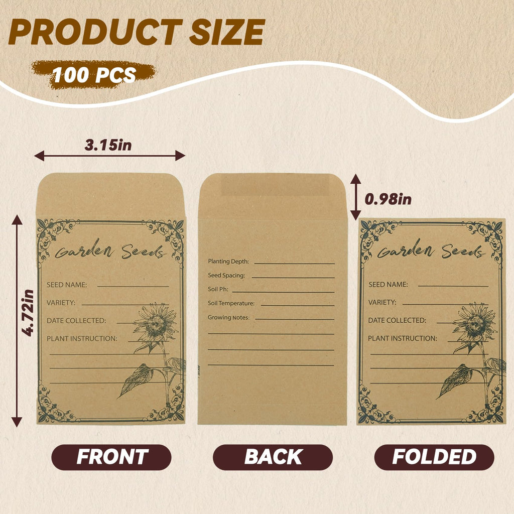 Quality seed envelopes self-seal packets available at Curat Cart, 100% authentic for your gardening needs in India.
