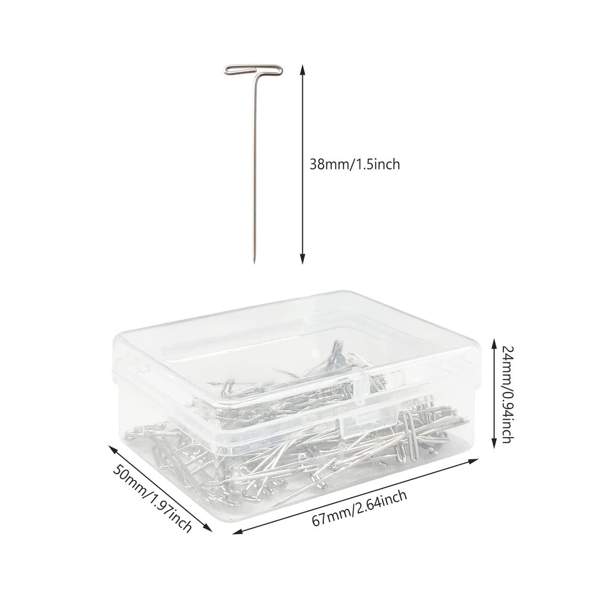T-Pins for Foam Head and Crafts in a clear container, perfect for crafters. Available at Curat Cart.