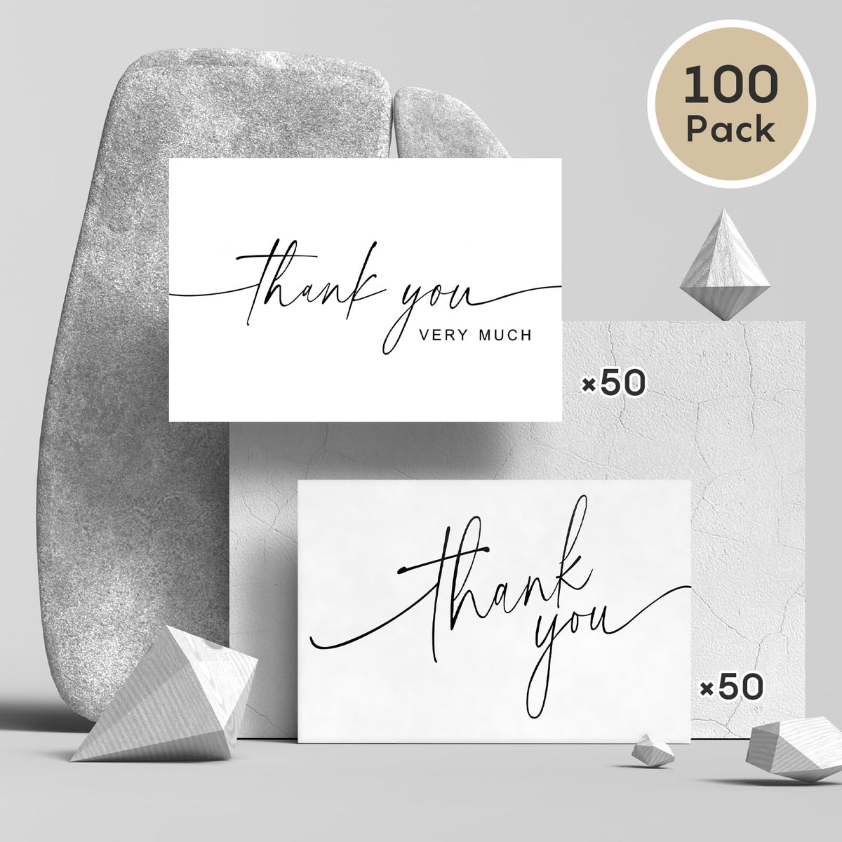 Premium thank you cards bulk with envelopes, featuring elegant designs. Official packaging from Curat Cart ensures quality. Perfect for any occasion.