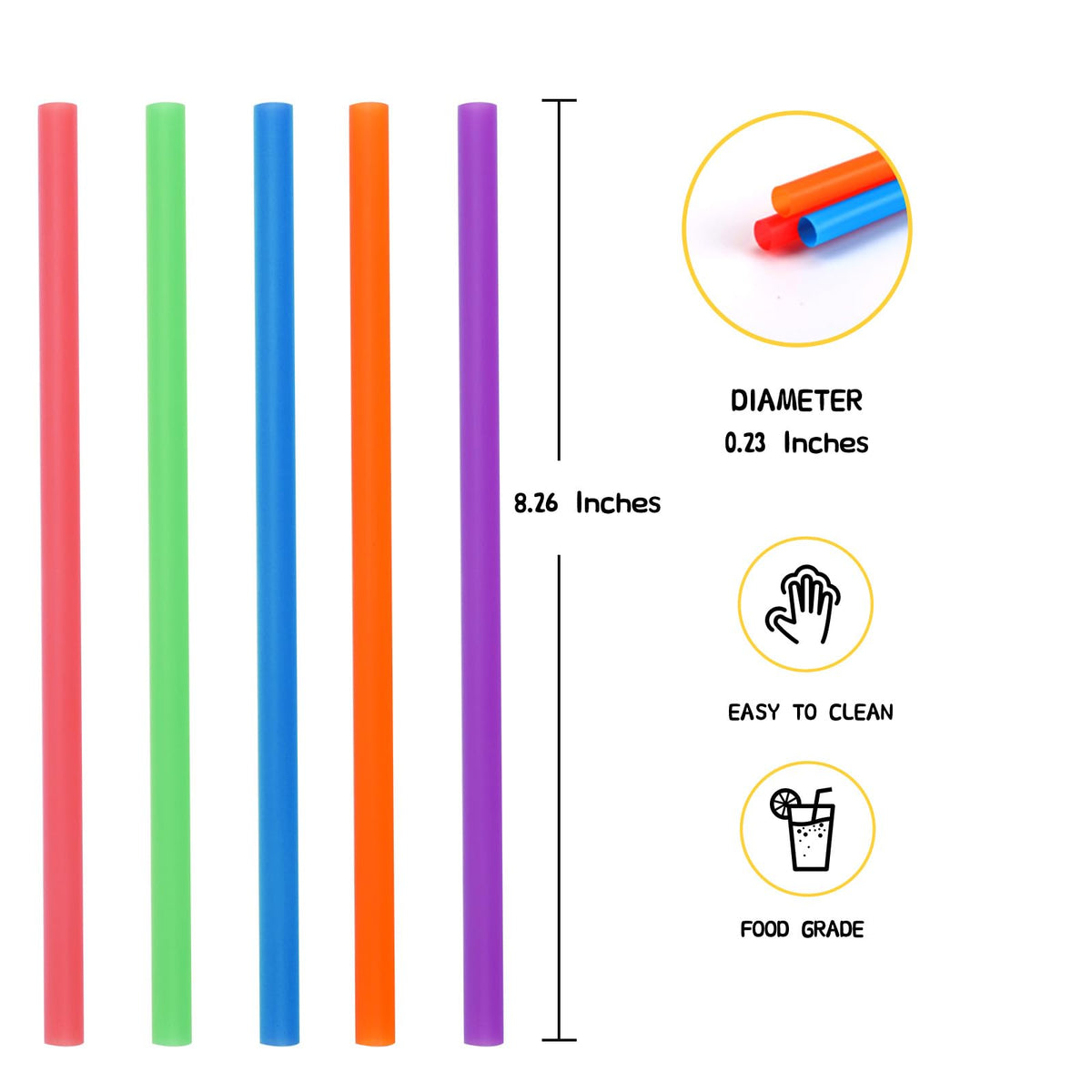 Colorful plastic drinking straws, 100% authentic and food-grade, available at Curat Cart in India. Easy to clean and perfect for any drink.