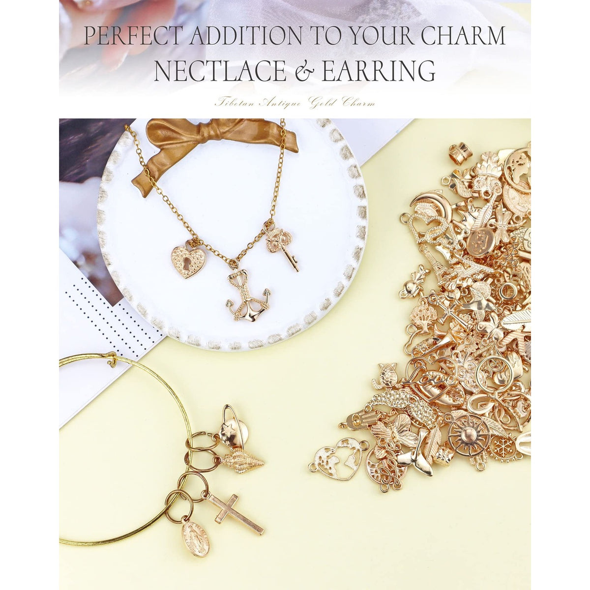 Discover exquisite golden alloy charms pendants, perfect additions for your necklace and earring collections at Curat Cart.
