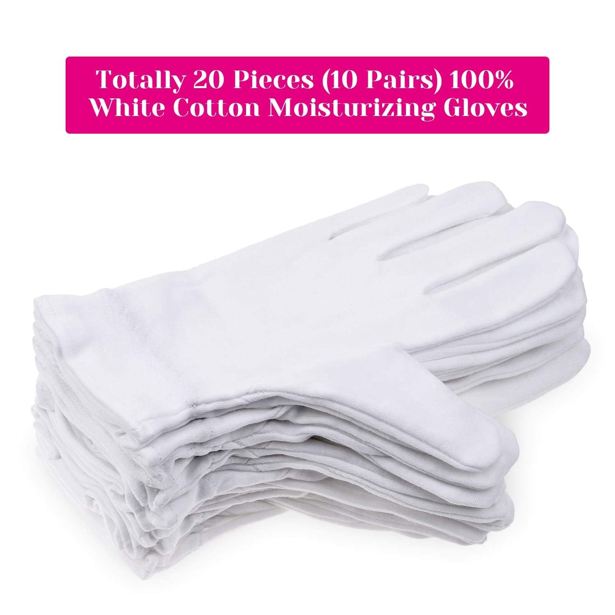 Order 100% white cotton moisturizing gloves online. Available in India. Enjoy soft, dry hands with our pack of 20.