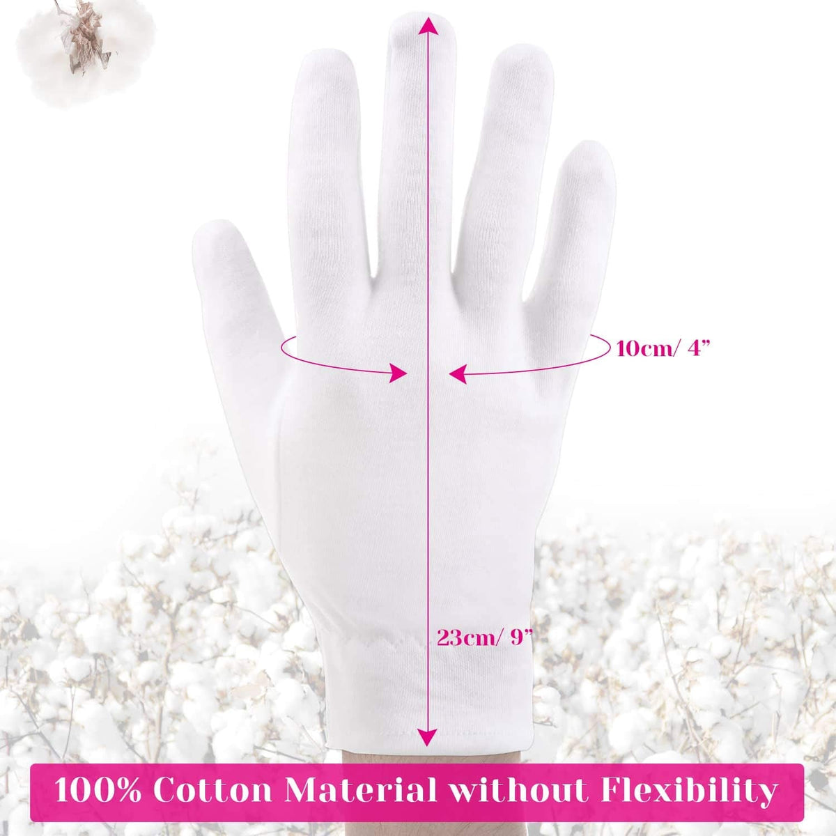 High-quality cotton gloves for dry hands, featuring a comfortable fit and original packaging for effective moisture retention.