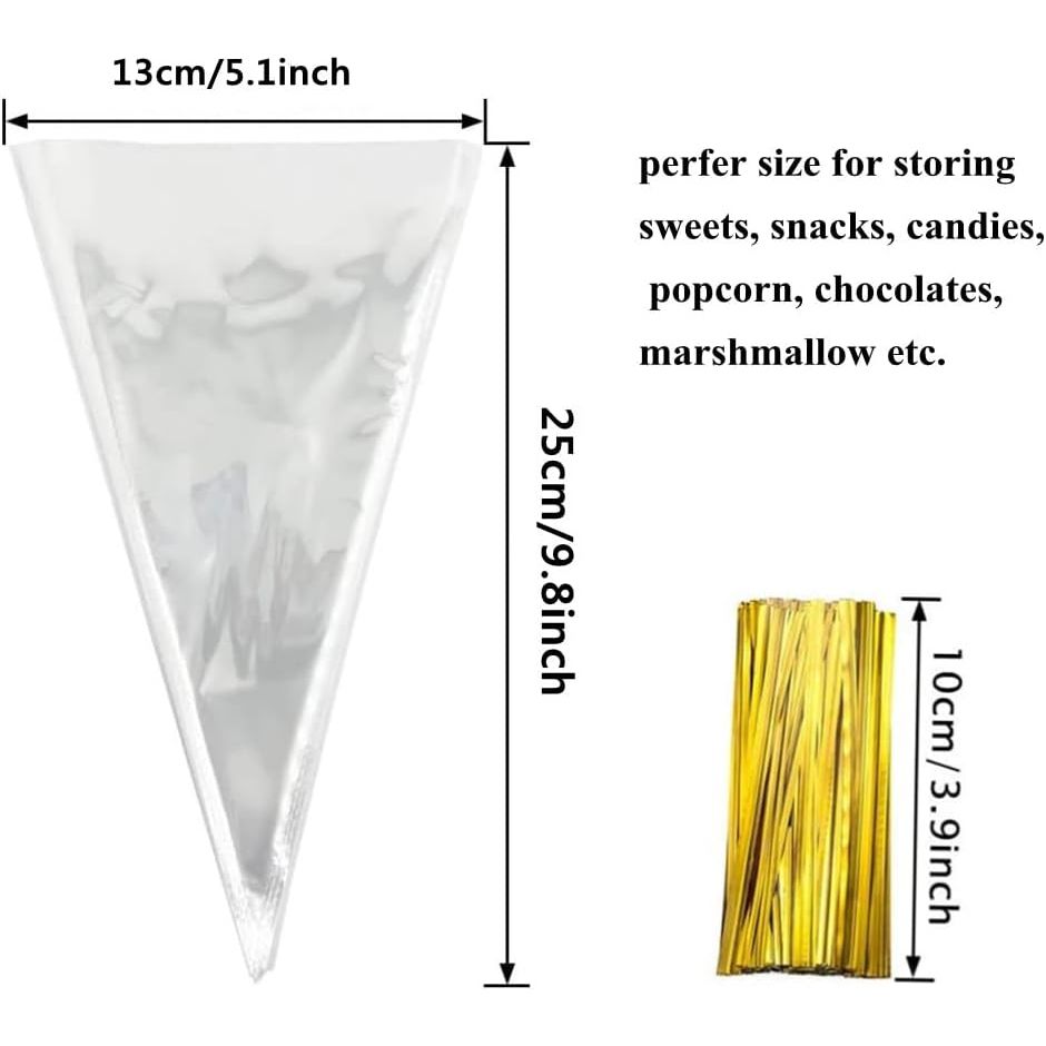 Order clear triangular popcorn bags, perfect for parties. Available in India for all your snack needs.