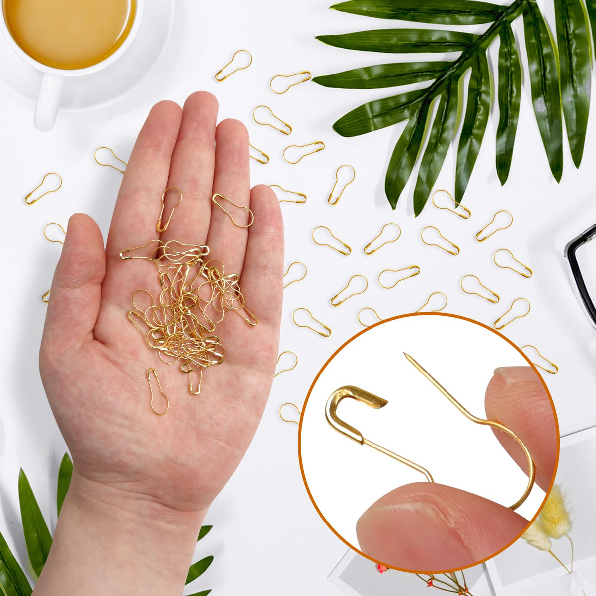 Premium gold safety pins for DIY craft showcased in high-quality finish, perfect for creative projects. Available at Curat Cart.