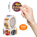 Vibrant reward stickers for teachers, 500 pieces in high-quality packaging, available at Curat Cart. Perfect for motivating students.