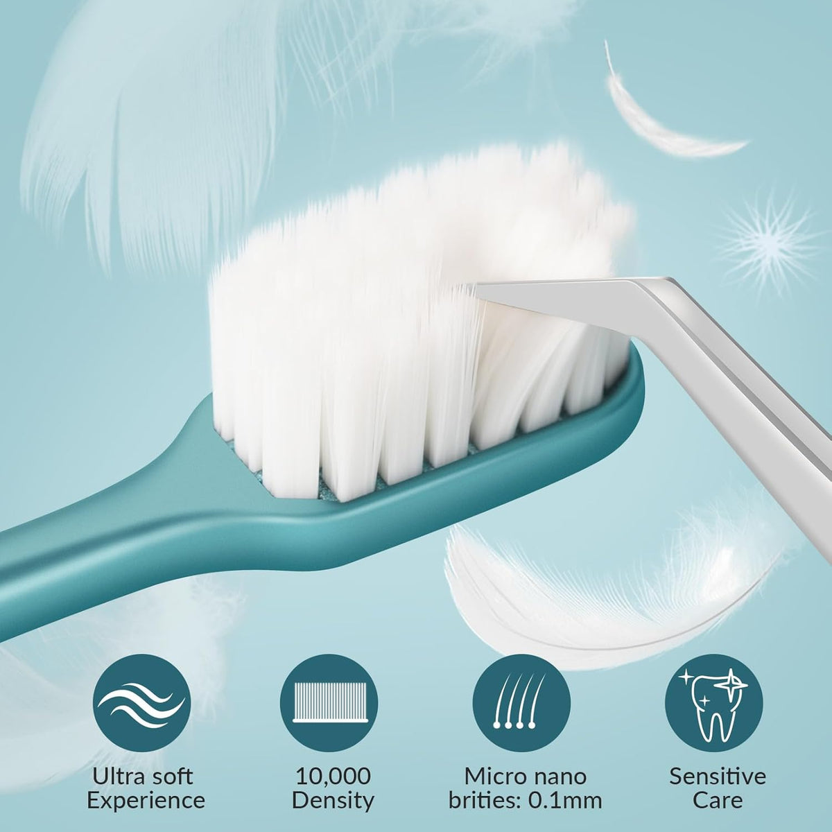 Premium imported Bristle Micro Nano Toothbrush with 10,000 ultra-soft bristles for sensitive care and a gentle clean.