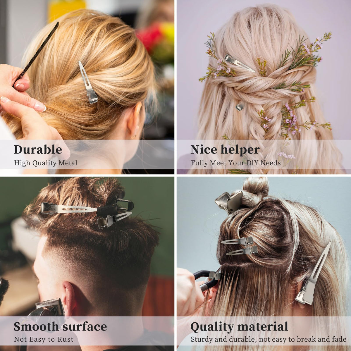 Rust-proof metal alligator clips, specially curated by Curat Cart, ideal for DIY and durable styling needs.