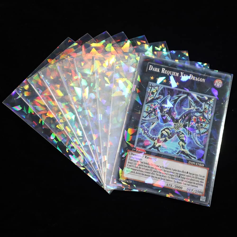 Original Broken Glass Gemstone photo sleeves featuring vibrant holographic patterns, ideal for protecting your collectibles.