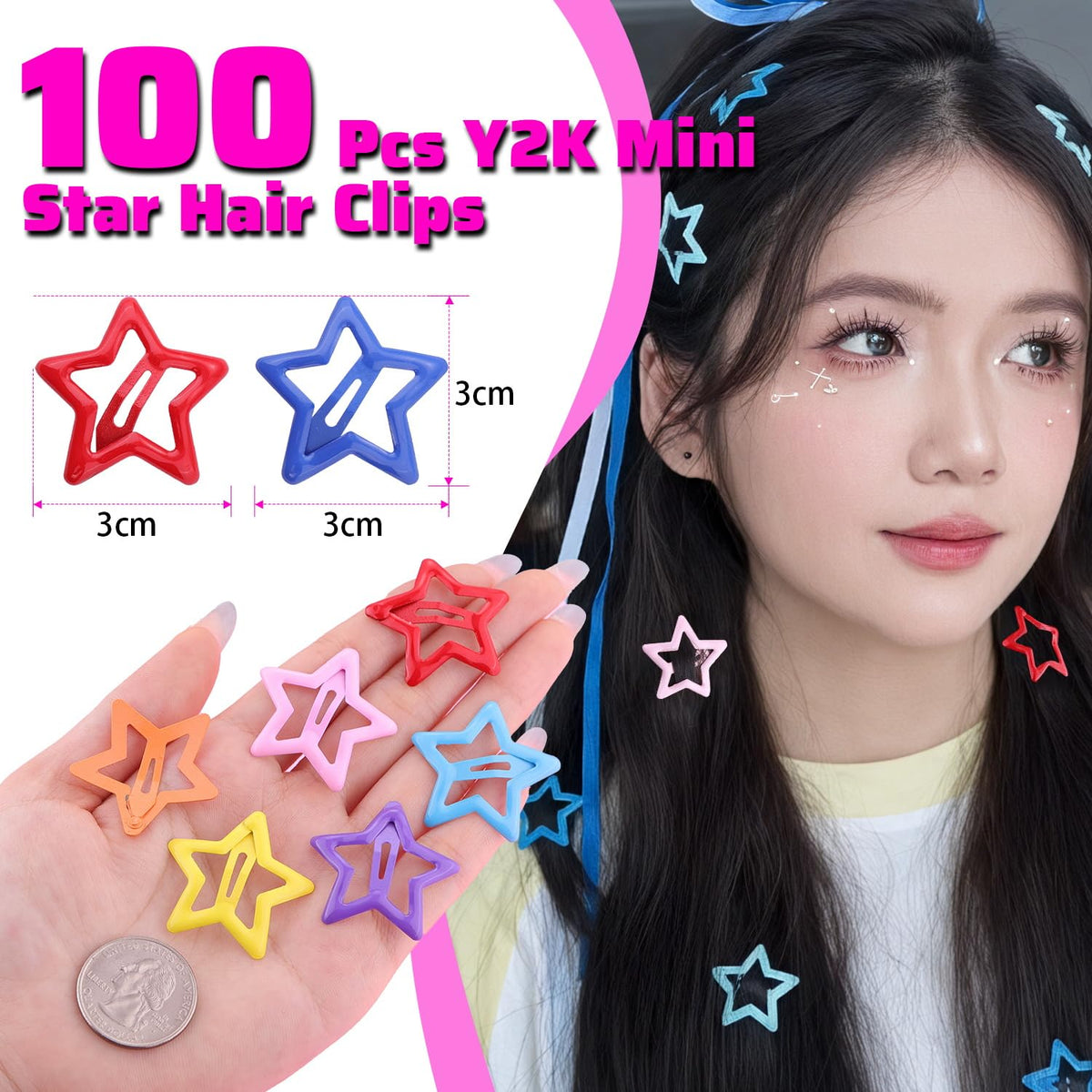 Bright and fun Colorful Star Hair Clips, 100% Authentic and available in India at Curat Cart. Perfect for trendy hairstyles.