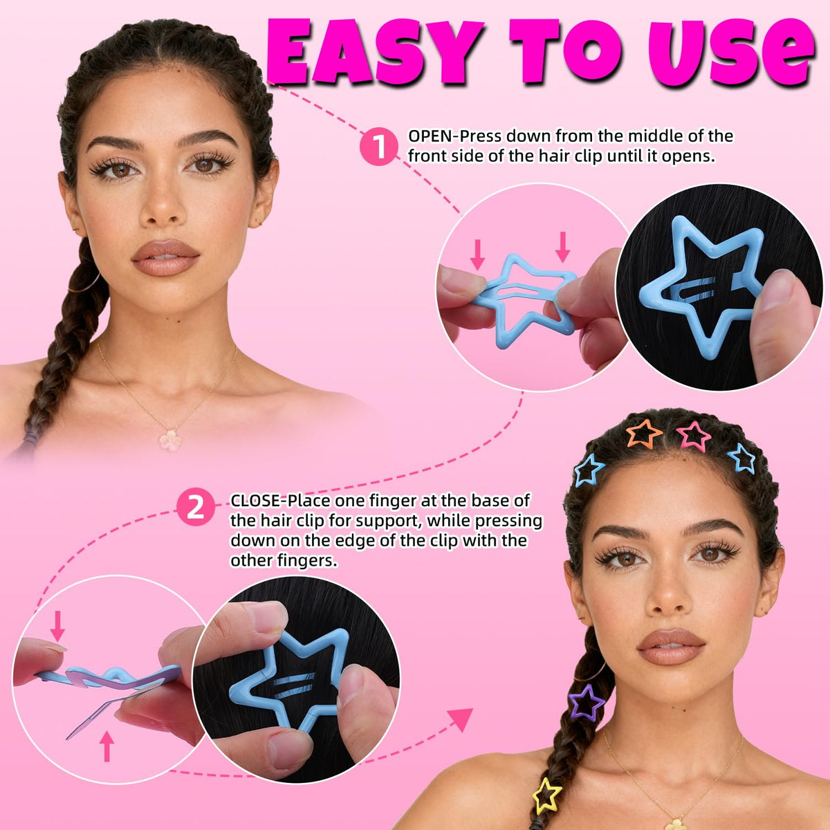 Colorful Star Hair Clips from Curat Cart offer easy styling for any occasion, perfect for adding flair to your hair routine.