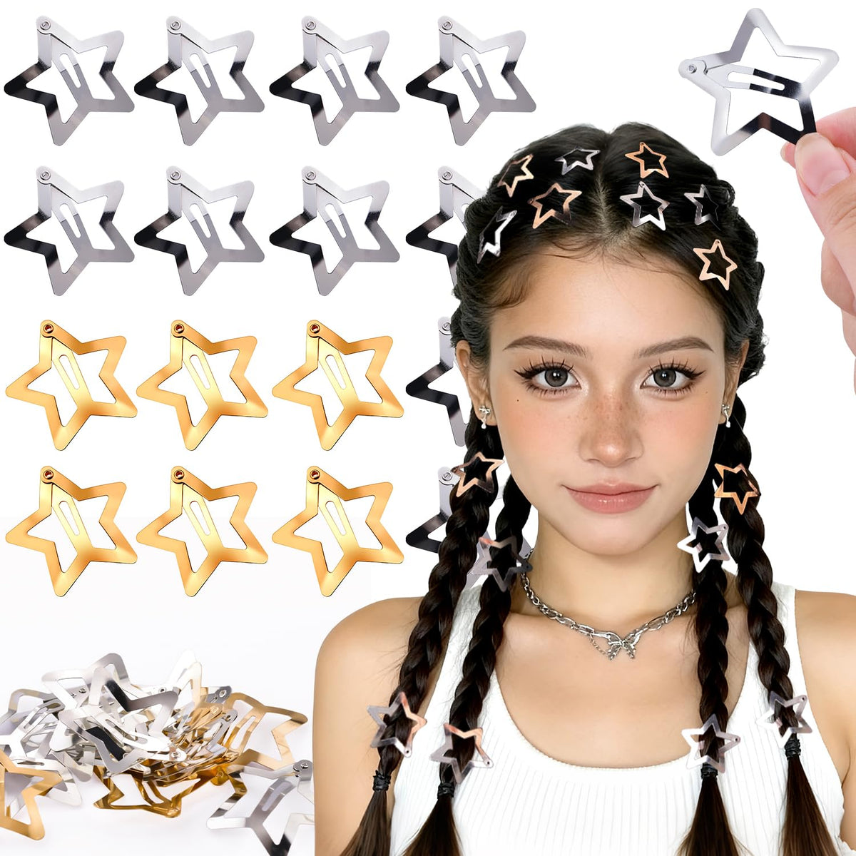 Colorful star hair clips from Curat Cart showcase high-quality finish and vibrant designs, perfect for stylish hairstyles.