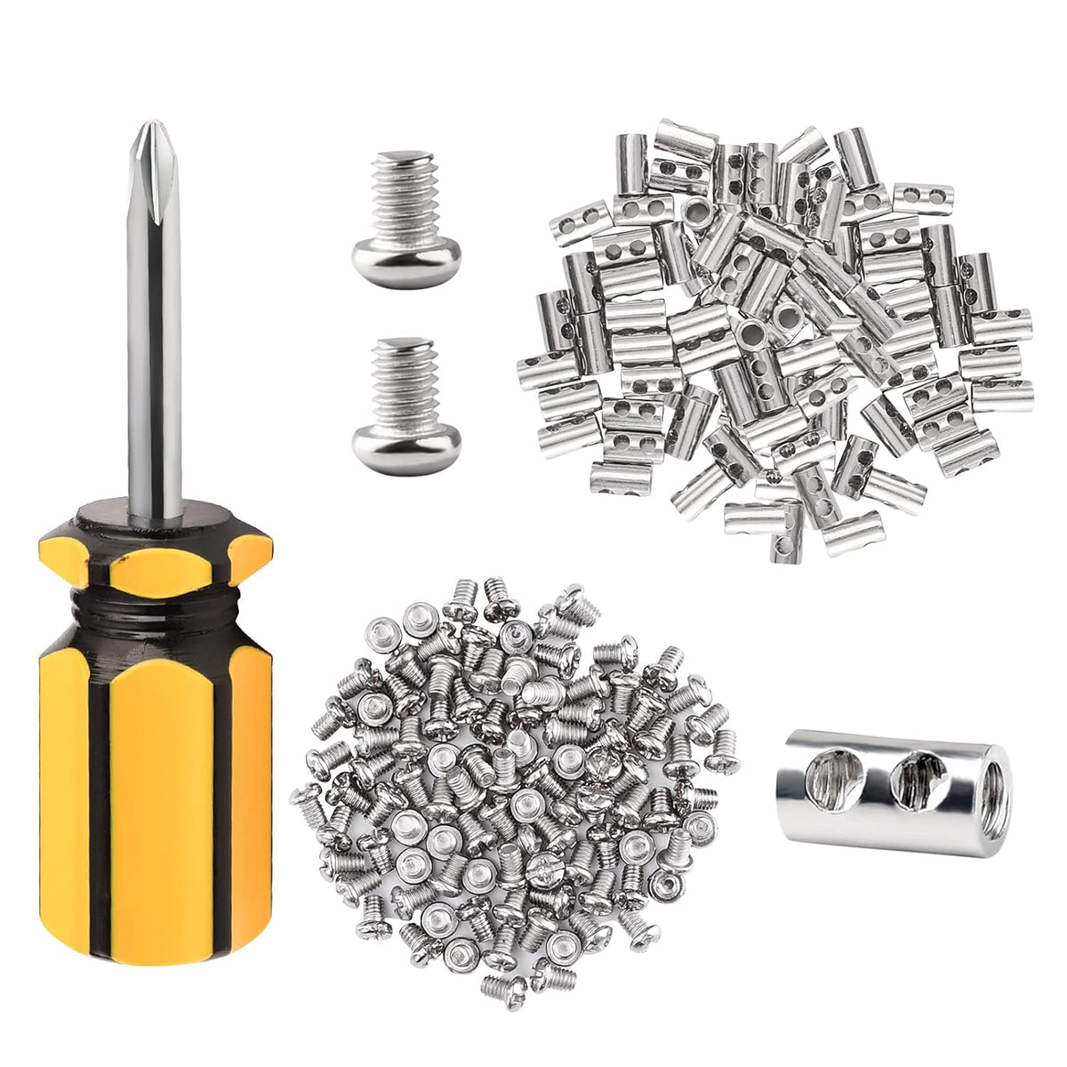 Authentic wire rope clips clamp set with screwdriver, perfect for reliable adjustments and secure fittings.