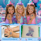 Sparkling Glitter Mermaid Temporary Tattoos, specially curated by Curat Cart, ensure a waterproof and vibrant look for every occasion.