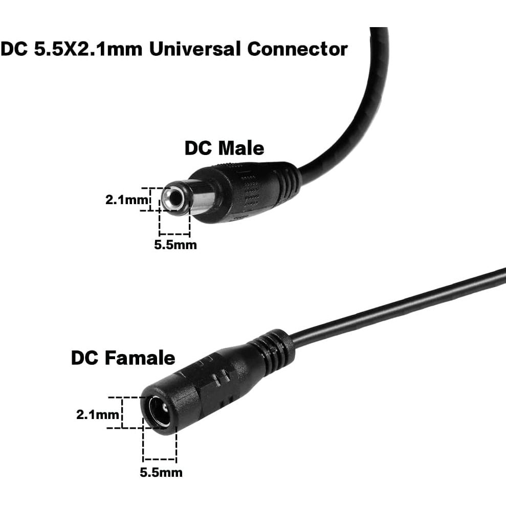 Premium imported DC 12V CCTV power extension cable with male and female connectors for secure connections.