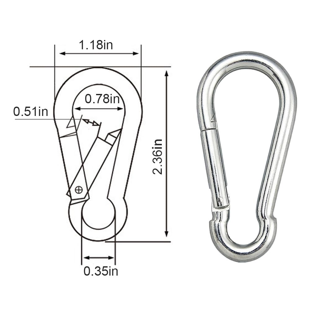 Durable stainless steel carabiner clip, 100% authentic and available in India at Curat Cart. Perfect for outdoor activities.