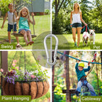 Versatile stainless steel carabiner clip for swings, pets, plant hanging, and cableway activities. Premium import available at Curat Cart.