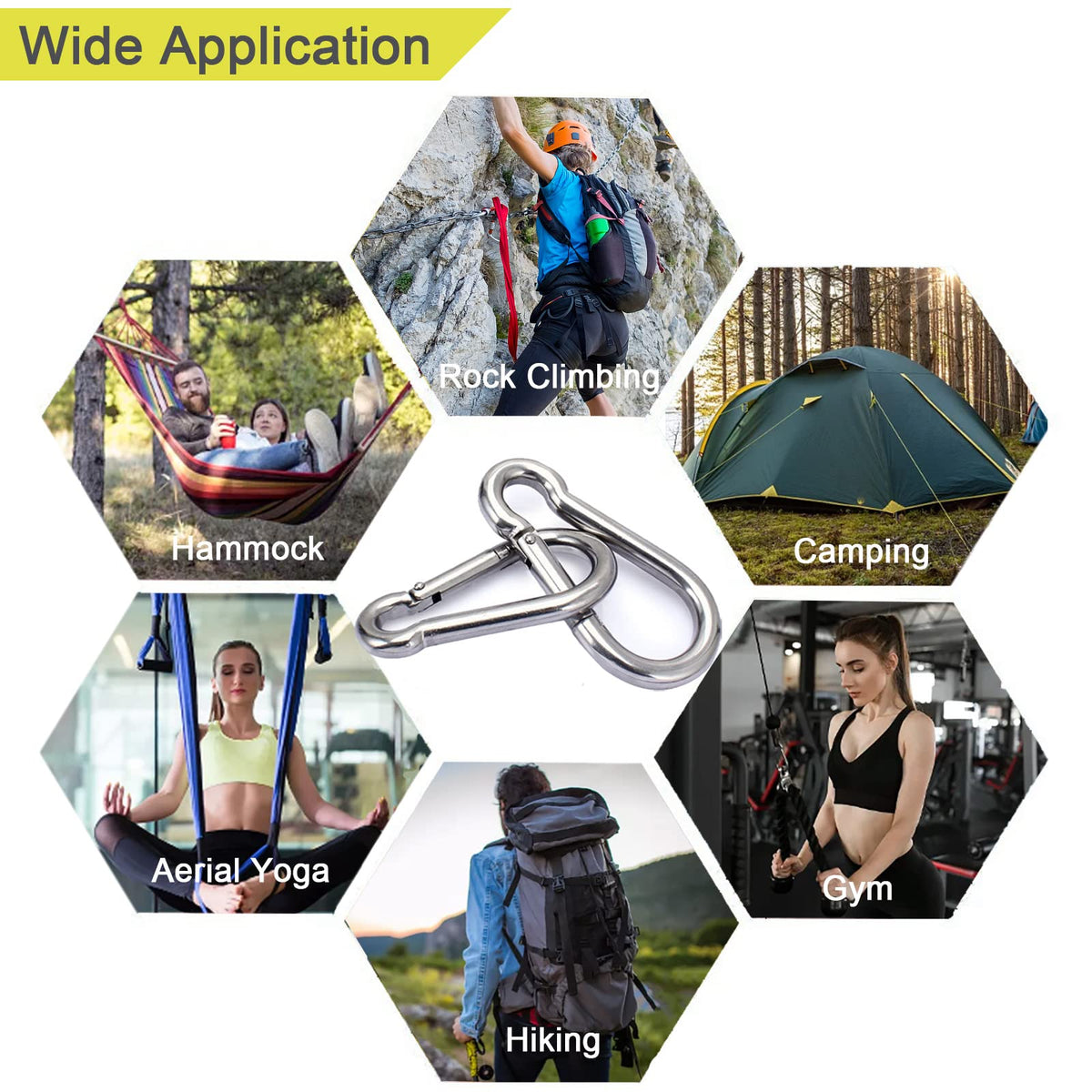 Stainless Steel Carabiner Clip ideal for camping, climbing, and gym use. Elevate your outdoor adventures with Curat Cart.