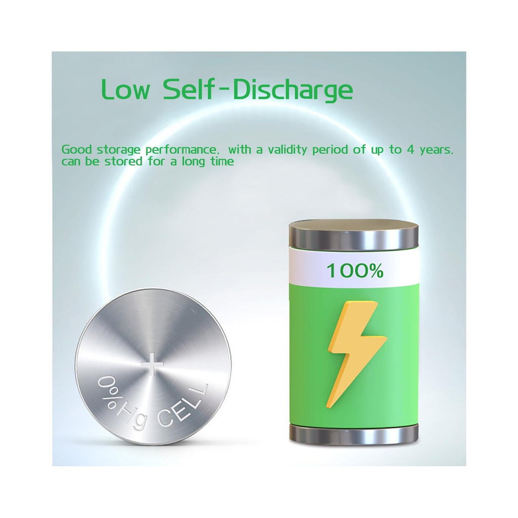 AG3 LR41 button batteries with low self-discharge feature, exclusively available at Curat Cart for long-lasting performance.
